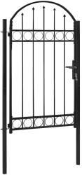 vidaXL Poarta de gard cu arcada negru 100 x 175 cm otel 