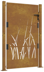vidaXL Poarta pentru gradina 105x155 cm otel corten model iarba 
