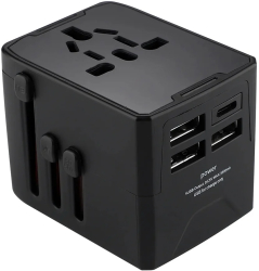 Adaptor pentru Priza 3 x USB Type-C EU UK AUS US - Techsuit HHT904 - Black 