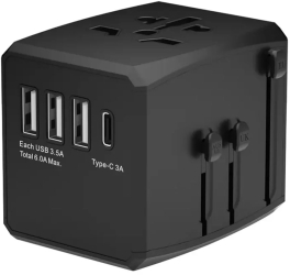 Adaptor pentru Priza PD30W 3 x USB Type-C EU UK AUS US - Techsuit HHT904 - Black 