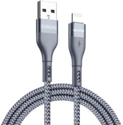 Cablu de Date Lightning Fast Charging 2.4A 12W 480Mbps 1m - Duzzona A7 - Grey 