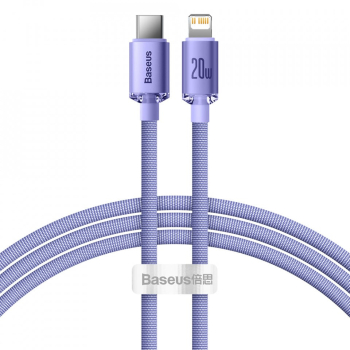 Cablu de Date Type-C la Lightning 20W 1.2m - Baseus Crystal Shine CAJY000205 - Purple 