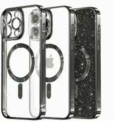 Husa pentru iPhone 14 Pro Max - Techsuit Luxury Glitter MagSafe - Black 