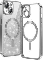 Husa pentru iPhone 15 Plus - Techsuit Luxury Glitter MagSafe - Silver 