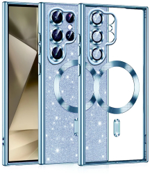 Husa pentru Samsung Galaxy S22 Ultra 5G - Techsuit Luxury Glitter MagSafe - Light Blue 