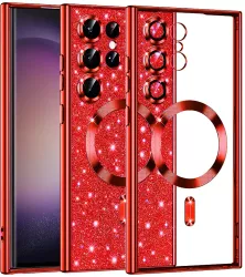 Husa pentru Samsung Galaxy S23 Ultra - Techsuit Luxury Glitter MagSafe - Red 
