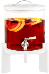 Dozator de bauturi din sticla Navaris cu robinet si stand 5 l Alb 46785.06 