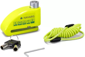 Incuietoare de disc pentru motociclete Navaris cu alarma 110 dB Blocare antifurt 54573.02