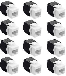 Set 12 Mufe CAT6 de 1 Gbit pentru cabluri Ethernet RJ45 Kwmobile Negru/Alb Plastic 52518.12 