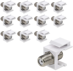 Set 12 Mufe Tip F cu fixare pentru cabluri coaxiale DVB-S/DVB-S2 Kwmobile Alb/Argintiu Metal 51085.02.12 