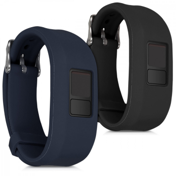 Set 2 Curele pentru Garmin Vivofit 3 kwmobile Silicon Albastru / Negru 46621.01 