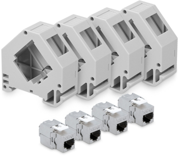 Set 4 Mufe CAT6A de 10 Gbit cu 4 carcase pentru cabluri Ethernet RJ45 Kwmobile Gri Metal 47696.04 