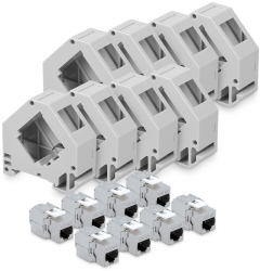 Set 8 Mufe CAT6A de 10 Gbit cu 8 carcase pentru cabluri Ethernet RJ45 Kwmobile Gri Metal 47696.08 