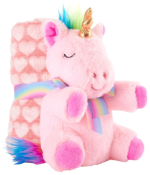 Set paturica si unicorn roz plus 22cm