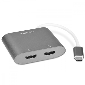 Adaptor USB-C la dublu HDMI 4k 30Hz Kwmobile Argintiu Metal 50604.01 