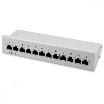 Patch Panel Cat6 cu 12 porturi RJ45 si montare pe perete Kwmobile Gri Metal 47695.02