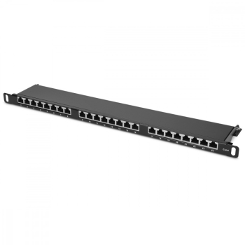Patch Panel Cat6 cu 24 porturi RJ45 si montare in rack Kwmobile Negru Metal 48307.01.01