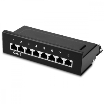 Patch Panel Cat6 cu 8 porturi RJ45 si bara de gestionare a cablurilor Kwmobile Negru Plastic 42950