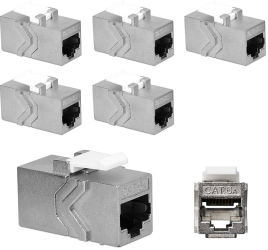 Set 12 Mufe pentru cabluri Ethernet RJ45 si Cat 6A Kwmobile Argintiu Metal 52348.01.06 