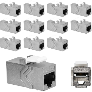 Set 12 Mufe pentru cabluri Ethernet RJ45 si Cat 6A Kwmobile Argintiu Metal 52348.01.12 