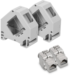 Set 2 Mufe CAT6A de 10 Gbit pentru cabluri Ethernet RJ45 Kwmobile Gri Metal 47696.02 