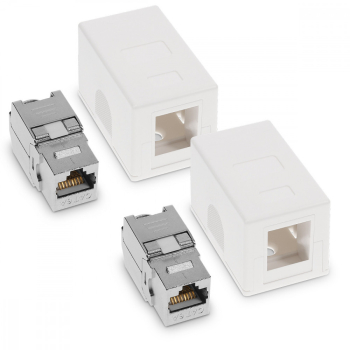 Set 2 Prize ecranate de retea RJ45 cu 2 module Keystone Kwmobile Alb Plastic 50453.02.02 