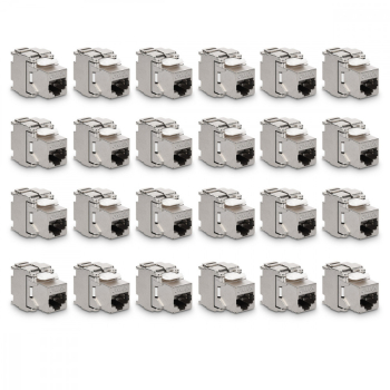 Set 24 Mufe CAT6A de 10 Gbit pentru cabluri Ethernet RJ45 Kwmobile Argintiu Metal 45358.24 