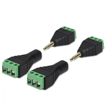 Set 4 Adaptoare audio/video cu 3 poli de 3 5 mm Kwmobile Negru/Verde Metal 45685.02 