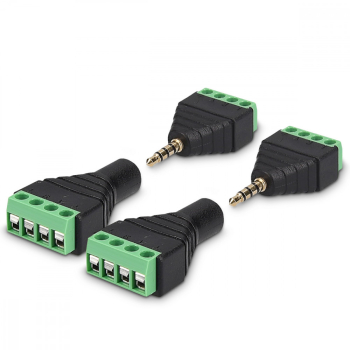 Set 4 Adaptoare audio/video cu 4 poli de 3 5 mm Kwmobile Negru/Verde Metal 45685.03 