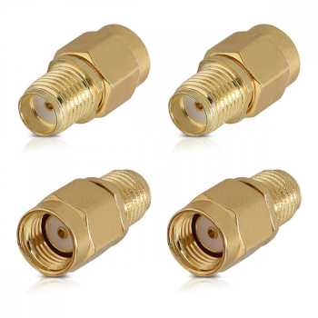Set 4 Adaptori coaxiali SMA tata la SMA mama Kwmobile Auriu Metal 48523.01 