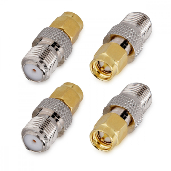 Set 4 Adaptori F mama la SMA masculin Kwmobile Argintiu/Auriu Metal 48523.07 