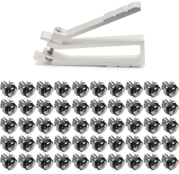 Set 50 Suruburi piulite si saibe M6 cu instrument pentru extractie Kwmobile Argintiu Metal 51862.35.50 