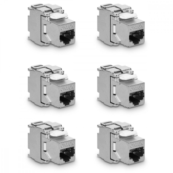 Set 6 Mufe CAT6A de 10 Gbit pentru cabluri Ethernet RJ45 Kwmobile Argintiu Metal 45358.06