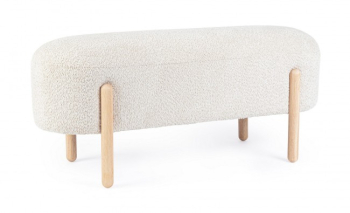Banca lemn natur textil crem Dayla 108x41.5x48 cm 