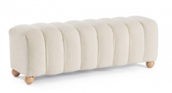 Banca textil alb Zora 120x43x43 cm 