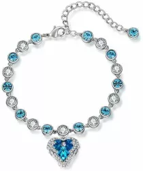 Bratara MBrands Angel Charm in forma de inima cu cristal Austria placata cu rodiu 