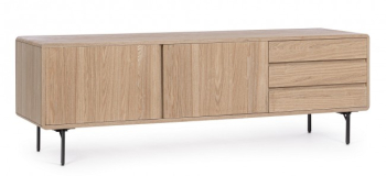 Comoda TV 2 usi 3 sertare mdf natur Widald 160x40x50 cm 