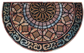 Covor usa intrare semicerc din cauciuc si mocheta cu mesaj si model 75 x 45 cm multicolor 