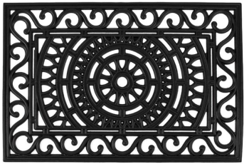 Covoras negru pentru usa intrare din cauciuc perforat cu model 60x40 cm 