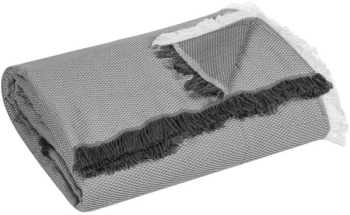 Cuvertura canapea doua locuri cu model si aplicatii decorative 230 x 180 cm gri inchis 