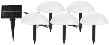 Lampa solara decorativa eMazing pentru gradina in forma de ciuperca 5 ciuperci alb cald 