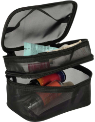 Organizator de calatorie pentru cosmetice cu doua nivele negru 