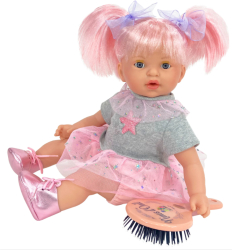 Papusa Artizanala Nines D Onil cu miros de vanilie - Alex Star cu par roz 40 cm 