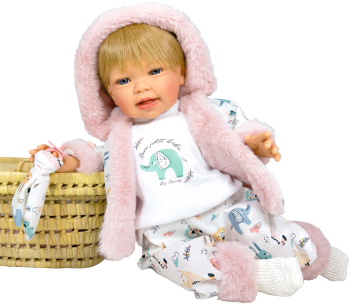 Papusa Nines D Onil Susi cu sunete cu articulatii cu suzeta cu miros de vanilie 48 cm 
