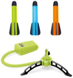 Set Jucarie Lansator de Rachete din Spuma Foloseste Presiunea Aerului 3 Rachete multicolor 