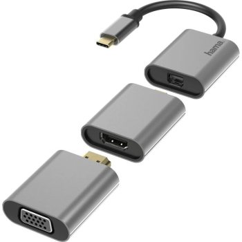 Adaptor Hama 6-in-1 Ultra HD 4K USB-C - Mini DisplayPort + HDMI + VGA Gri 