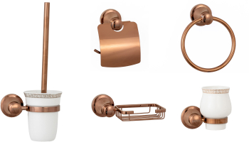 Set accesorii baie cu cinci piese rose 