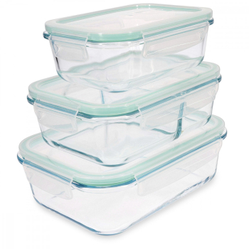 Set de 3 caserole de depozitare a alimentelor din sticla 1500ml 1000ml 600ml 47684.03.01 