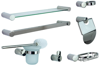 Set sapte piese accesorii baie inox cromat desing cilindric 