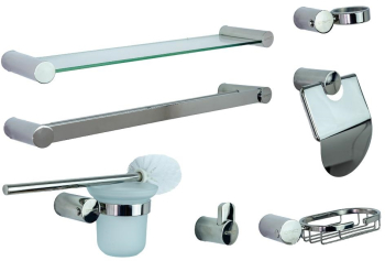 Set sapte piese accesorii baie inox satinat desing cilindric 